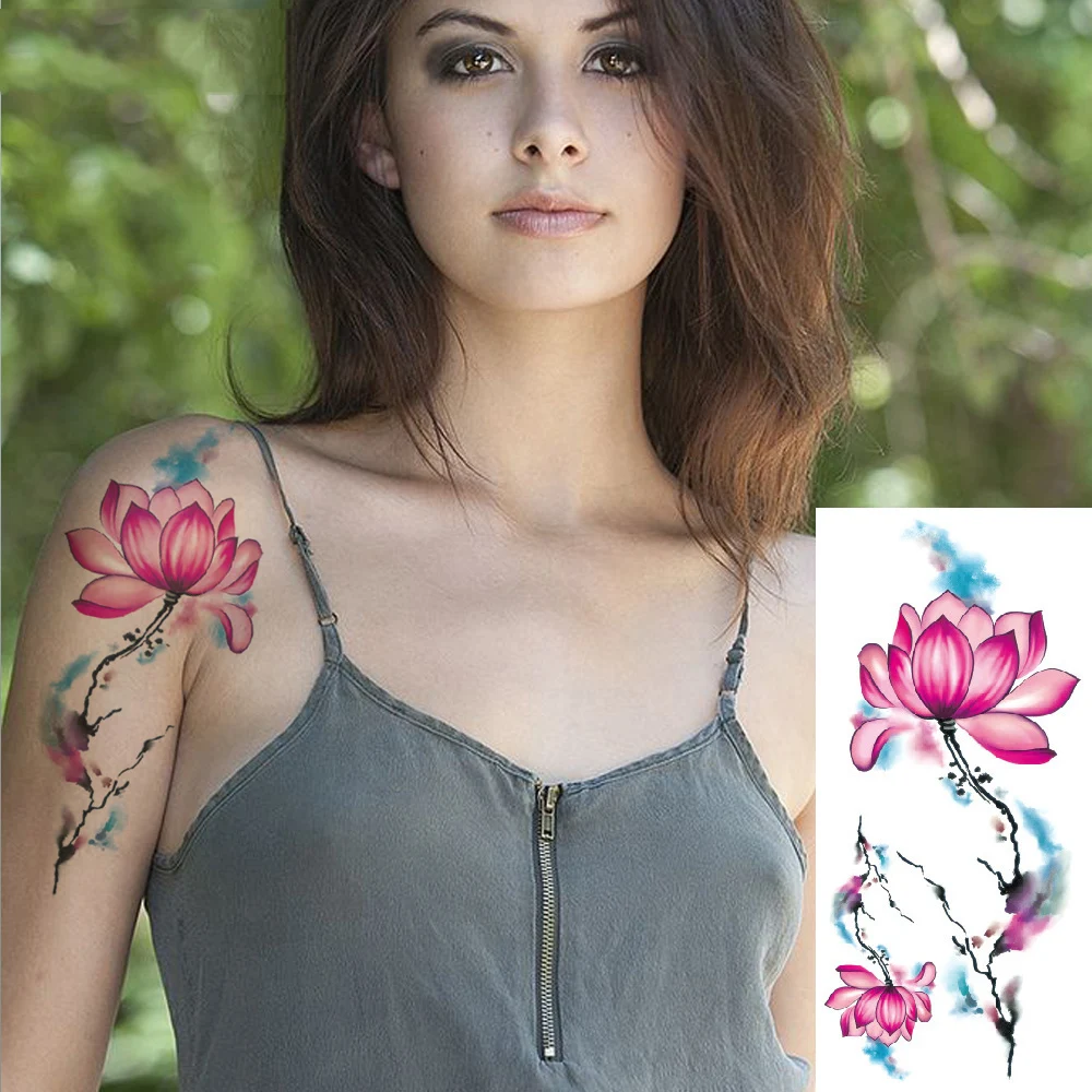 3D Lifelike Cherry Blossoms Rose Big Flowers Waterproof Temporary Tattoos  Women Flash Tattoo Arm Shoulder Tattoo Stickers  6  Amazonin