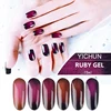 New Nail Art Products Ruby Gel Red Jewel High Glossy Cat Eye Gel Nail Polish with Magnet Stick