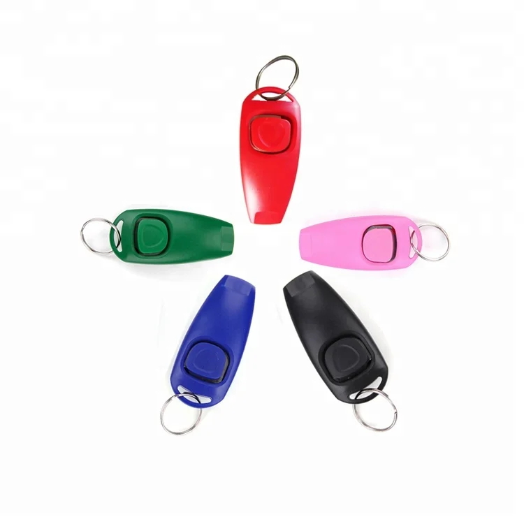 

2019 Dog Accessories in China Dog Training Clicker Whistle with Wrist Strap , Custom Logo Pet Dog Training Clicker with Whistle, Black,yellow,white,sky blue,orange,blue,red