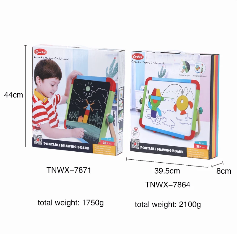 New design kids painting educational toy double sided wooden kids black and white drawing board toy for kids