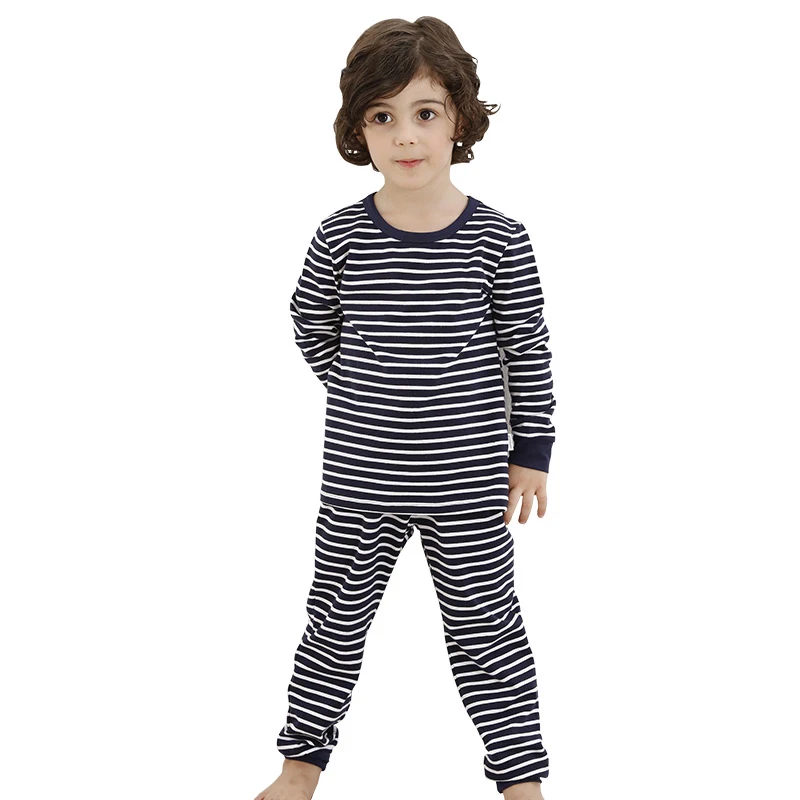 Soft Breathable Cotton Long Sleeves Kids Stripe Pajamas Blanks ...