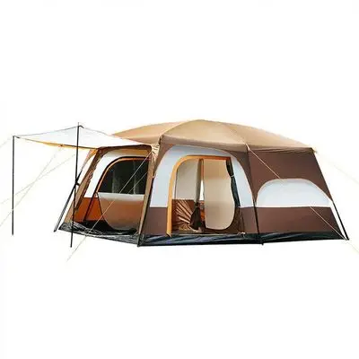 

Super rainproof two-bedroom camping tent outdoor family tent 8-12 people two-bedroom one-bedroom luxury villa big tent, Yellow;sapphire blue