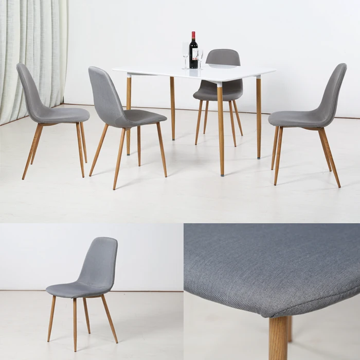 Rustic farmhouse  dinner room table and 4 seater furniture wood top meta legs rectangle dining table set for home restaurant 