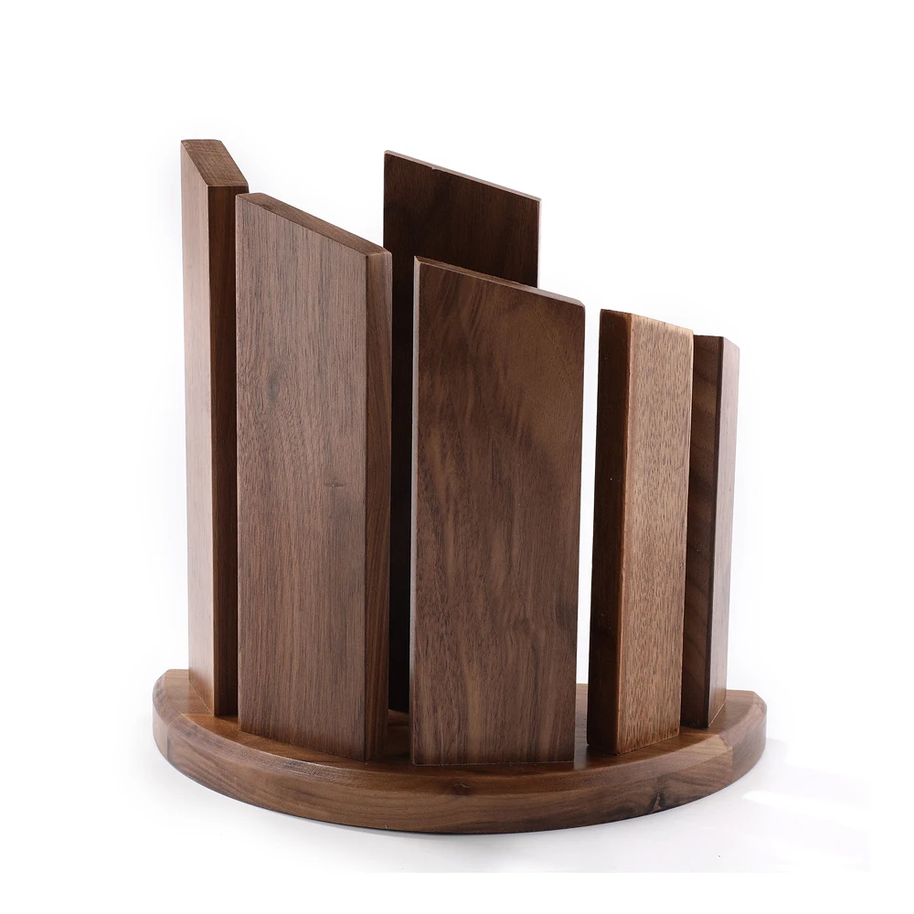 

Double-Sided Magnetic Walnut Block Holder and Stand Holds 12pc Knives Block