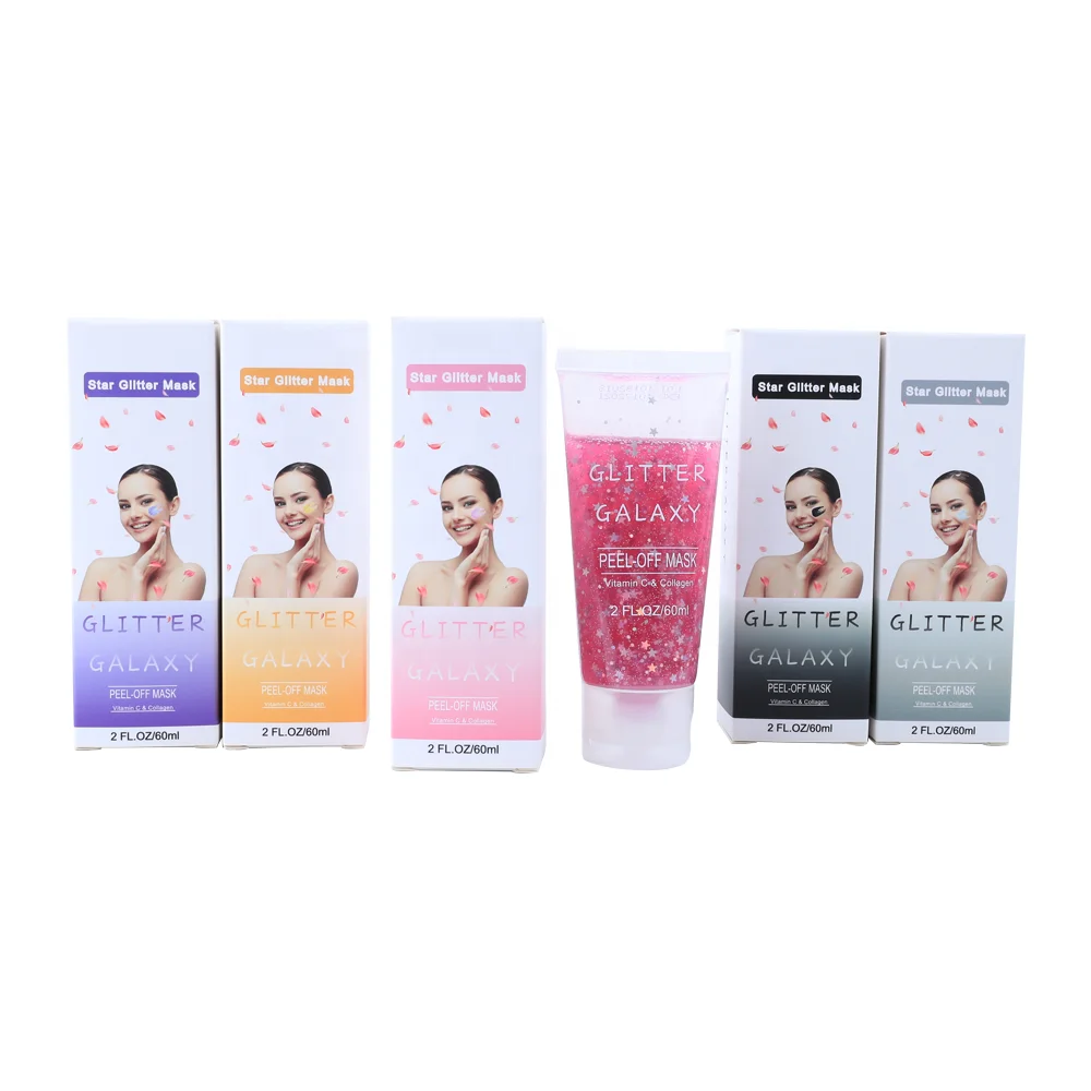 

Wholesale Private Label Lightening Exfoliating Cleansing Face Glitter Mask Natural Moisturizing Facial Star Peel Off Face Mask, Pink;purple;gold;silver;white