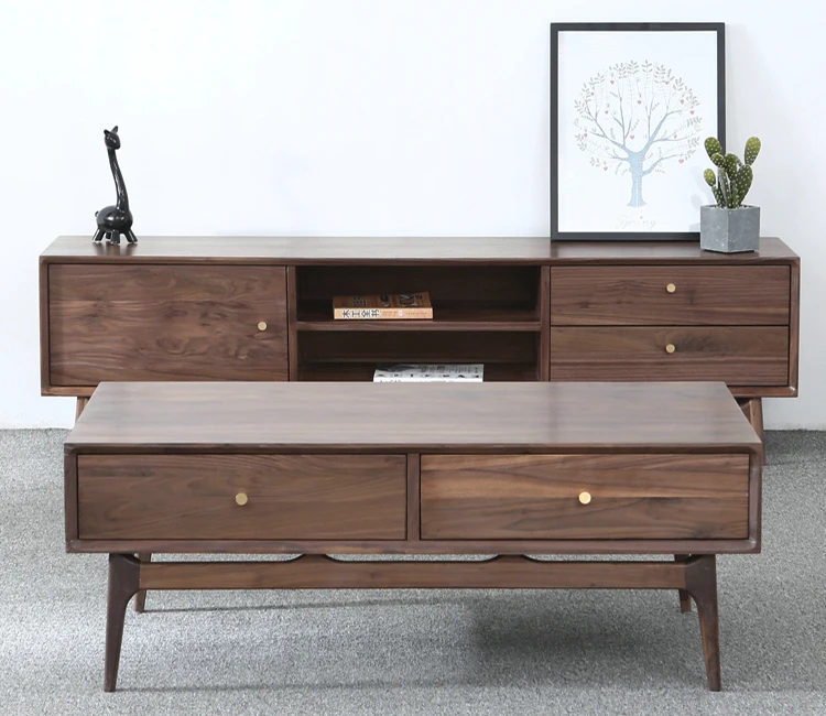 Modern Design Wooden Led TV Cabinet With Showcase Antique TV Cabinet For Living Room