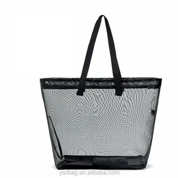 mesh beach bag with zipper