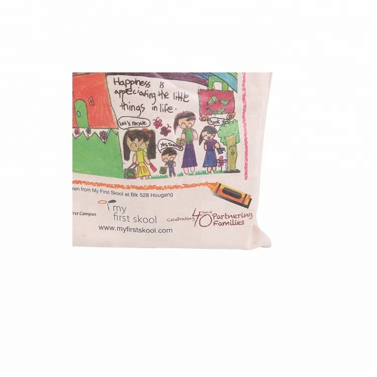 
high quality kids cotton canvas diy drawing bag 