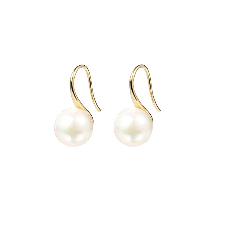 Big clear pearl earrings for women simple round white pearl earrings rose gold color jewelry classic earrings elegant gift