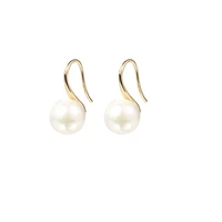 

Big clear pearl earrings for women simple round white pearl earrings rose gold color jewelry classic earrings elegant gift