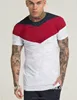 Lightweight 100% Cotton White Red Navy Cut & Sew Scoop Neck Tee Regular Fit Gym T Shirt Bulk Wholesale Paneled T Shirt