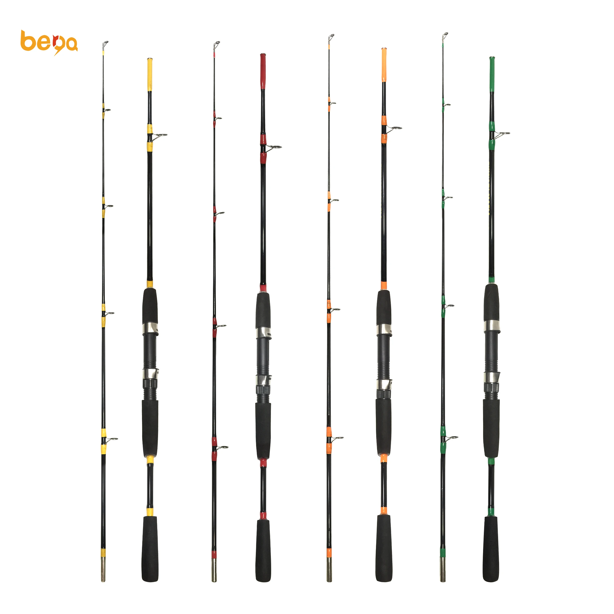 

1.8m-2.7m Carp Fishing Rod 2 Sections Fishing Rod Fiber Glass Fuji guides sea bass, Red/yellow/orange/green, customizable