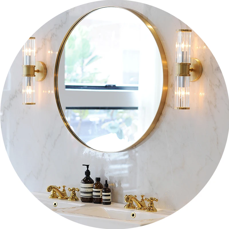 

Wholesale Round Steel Brushed Gold Decorative Shaped Aluminum Frame Vanity Mirror, Black,gold,customized