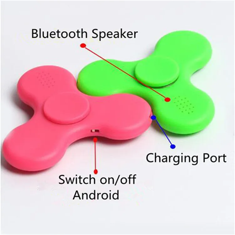 In Stock Fidget Spinner with Built in LED Bluetooth Speaker Hand Spinner Tri Finger Spinning Top Decompression Finger Toys
