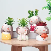 

Roogo cute girl mini resin plant pots for gift