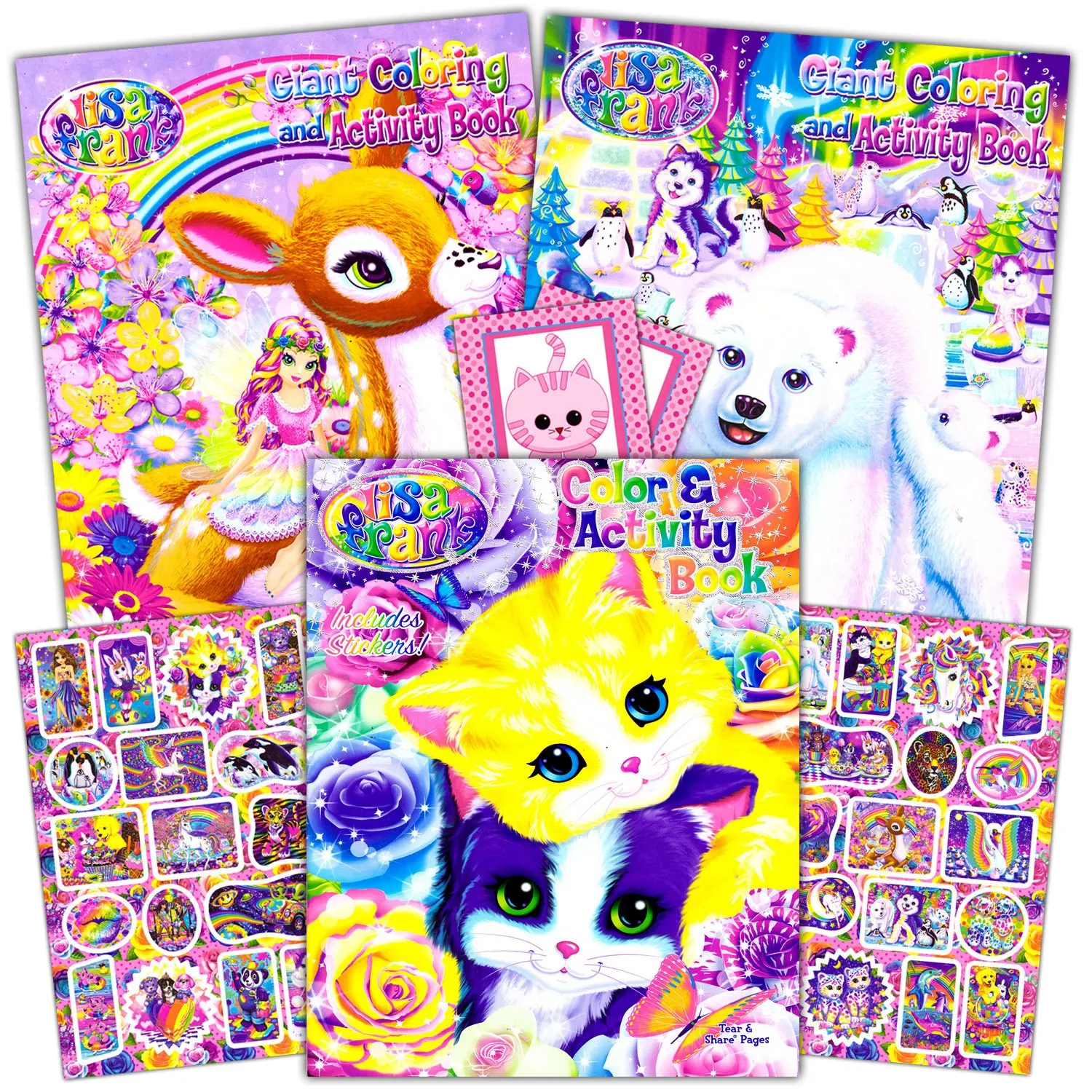 Buy Lisa Frank Coloring Book and Stickers Super Set (3 Books with Over ...