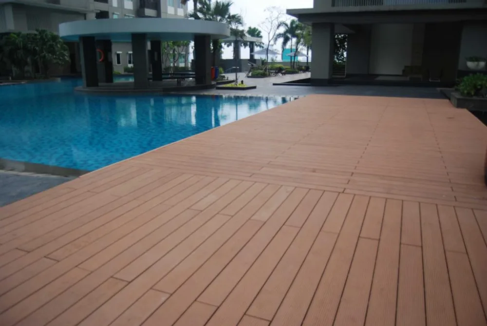 
Improved Co Extrusion Flooring Outdoor Terrace Enginered Flexible Termite Proof Wood Plastic Composite Decking Flooring 