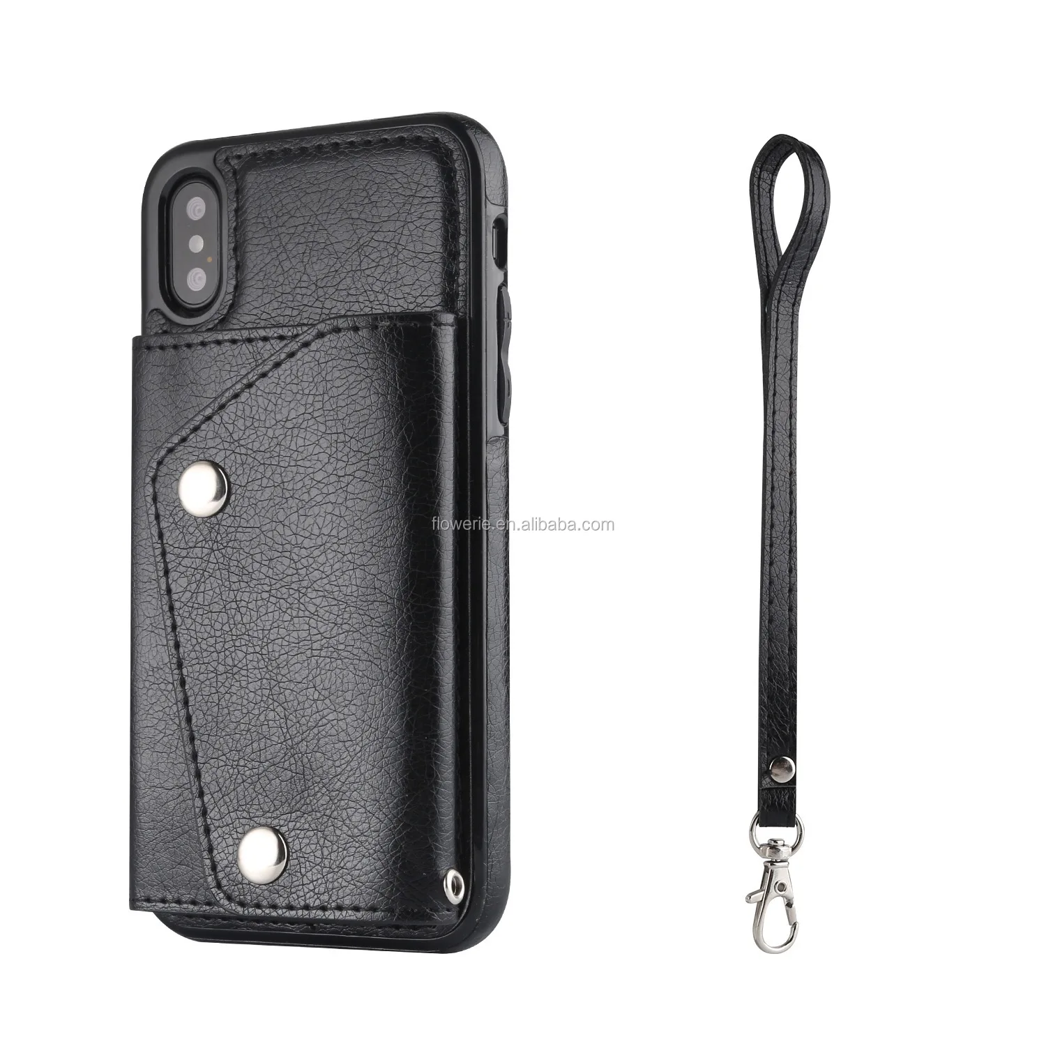 Wholesale Mobile Phone For iPhone X Wallet Cover Luxury Magnetic Flip Leather Case With Card Slots