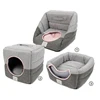 Durable 3 Way Use Hut Cat Bed Cave,Sponge Condos Sofa Folding Pet Dog Bed