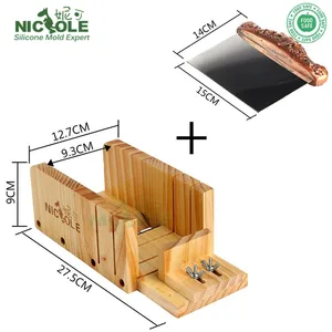 Image of Nicole soap cutter set-2 loaf wooden soap cutter tools metal soap cutters
