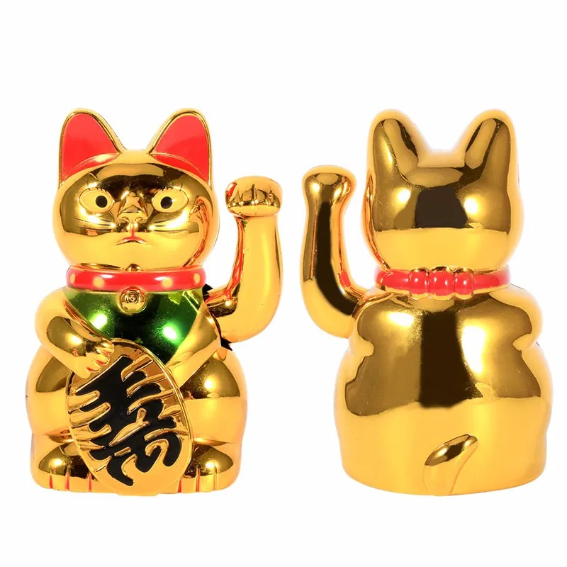 

Free Shipping 5 6 8 inch Modern Chinese Lucky Cat Wealth Electric Waving Beckoning Maneki Golden Feng-Shui Maneki Neko Craft