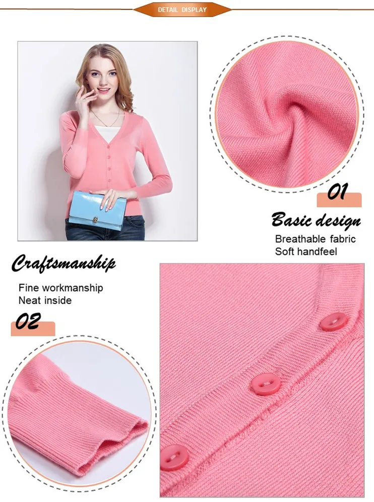  Amazon Top Seller 2020 Whosale V Neck Long Sleeve Lightweight Female Sweater Knitted Cardigan for Women.jpg