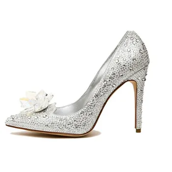 China Custom Made Designer Silver High Heel Wedding Shoes With