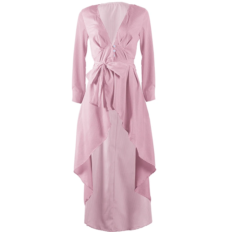 

Autumn Printing Stripe Shirt Long Hem Fashion Long Sleeve Ladies Blouse, As show