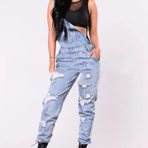 

Factory outlet jeans skinny jeans overalls ripped denim dungaree jumpsuit for women, Picture
