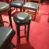 Antique round upholstered cushion Turned legs Bar stool 24in