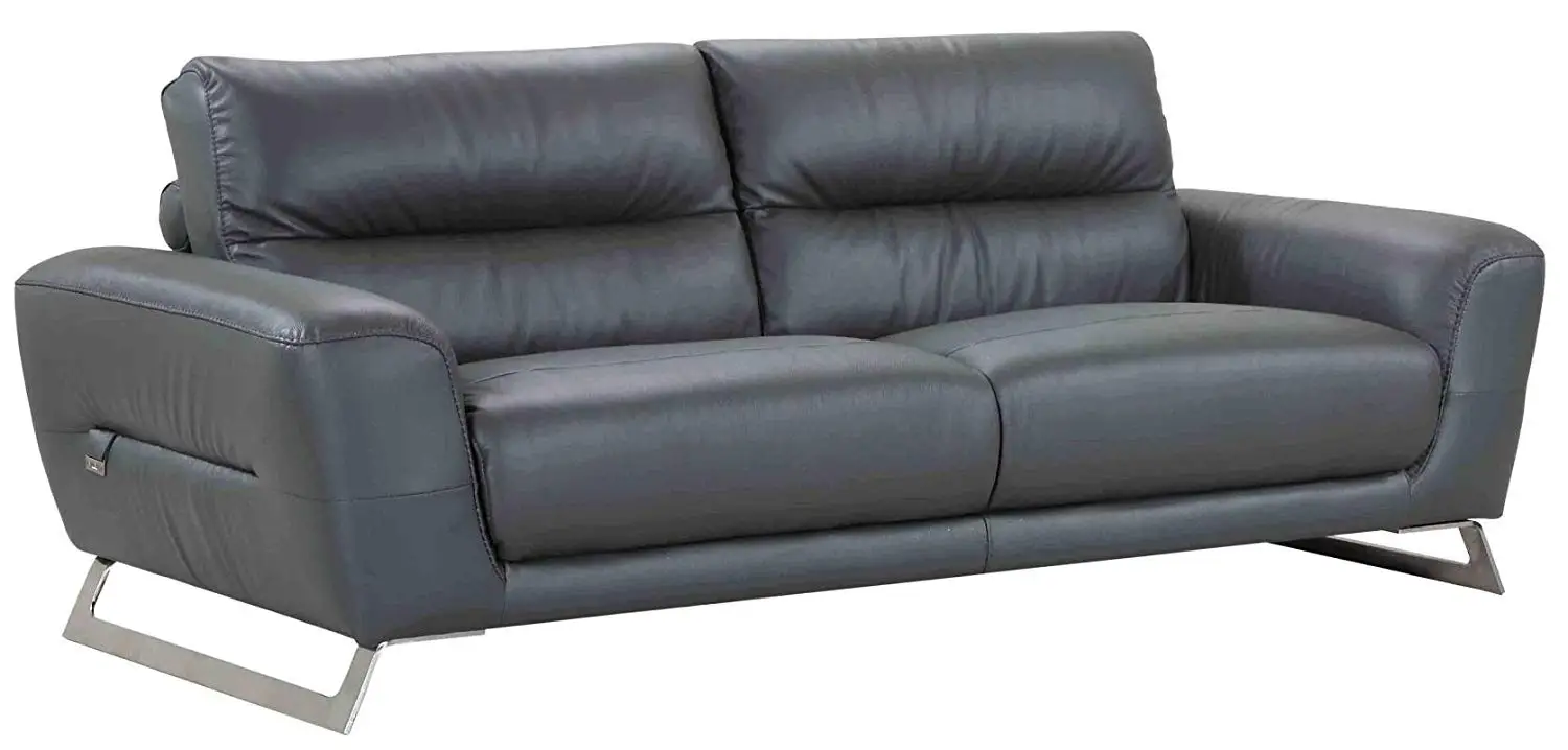 Blackjack Furniture 485-DARK_Gray-S Italian Leather Upholstered Sofa