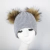Super Large 15cm Fur Ball Women Hat Two Raccoon Fur Pom Knit Beanie Hat Lady Winter Hat
