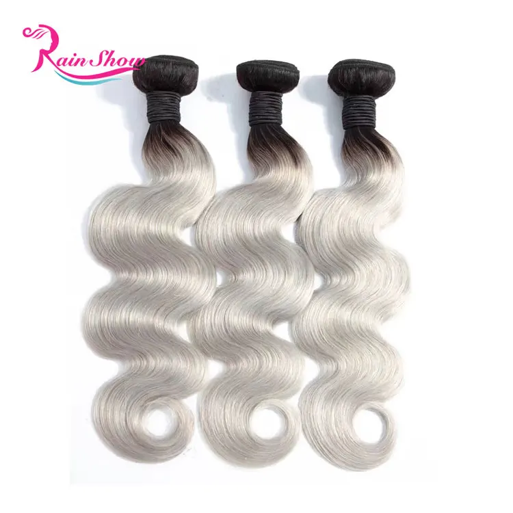 

High Quality Virgin Color Ombre Hair Bundles, 2 Tone 1B/Grey Ombre Human Hair Bundles