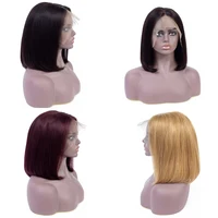 

Human Hair Lace Frontal Wigs Short Straight Bob For Black Women #27 #99J #1B Color Brazilian Remy Pre Plucked Human Hair Wig