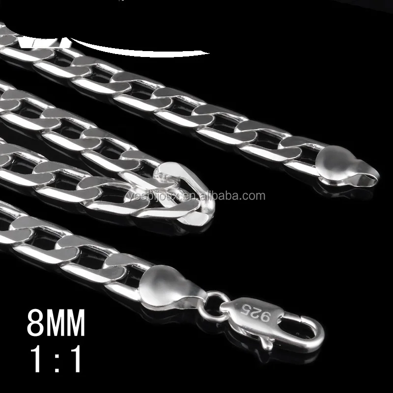 

6mm solid sterling silver necklace chain stock aliexpress wholesale