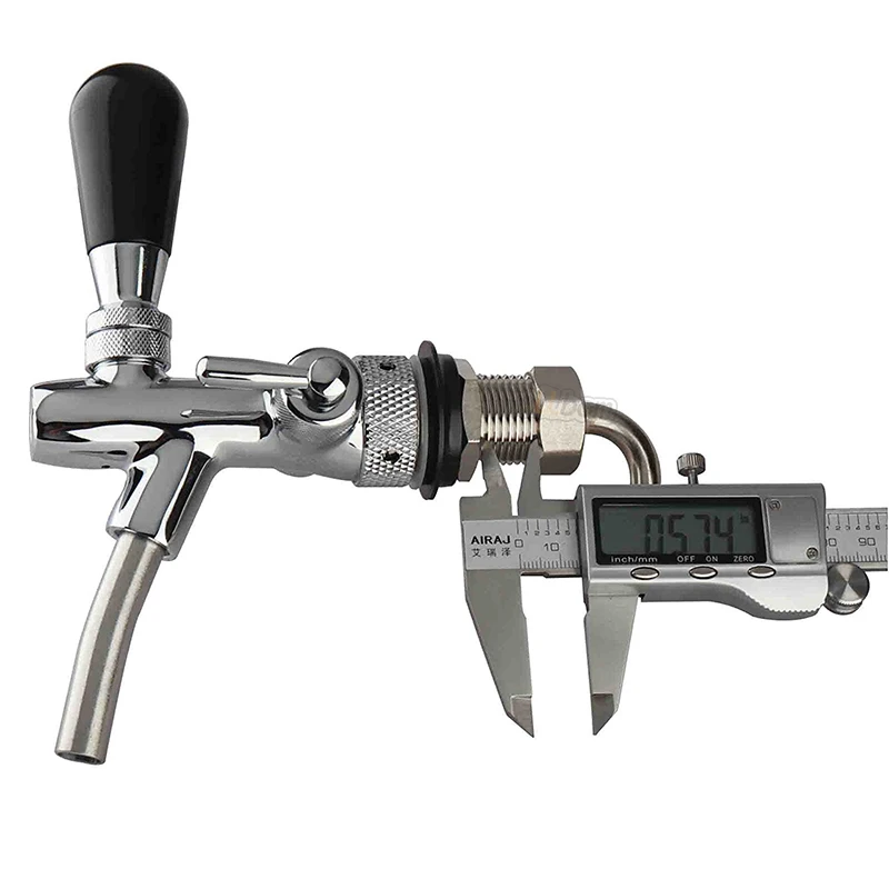 Beer Tap Faucet Chrome Flow Control Beer Keg Tap G5/8 Thread Adjustable Draft Beer Dispenser Tap with Liquid Ball Lock