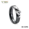 3mm White Ceramic and Silver Assembly Ring with Cubic Zircon Setting, Fashion Wedding Ring Bands