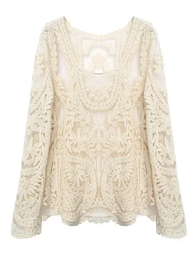 high quality new design women's embroidery floral lace blouse