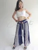 Thai Fashion Gypsy Hippie Women Wide Legs Trouser with Coconut Belt