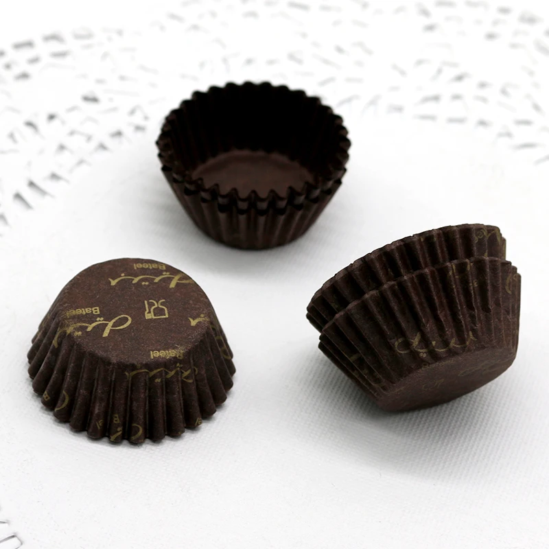 
Hot Sale Party Cheap Cupcake Liners Molds Print Brown Paper Cupcake Liners 