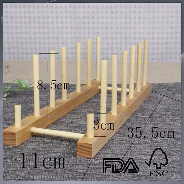 Custom Pine Wood Dish Rack Natural Wood Dish Drying Rack Kitchenware