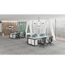 Modern 4 person office partition desk, metal leg 4 Person Office Workstation Desk