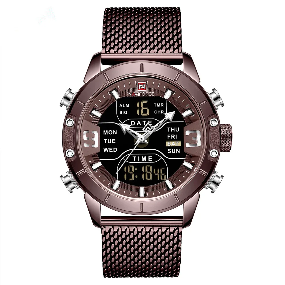 

Original Quality Naviforce 9153 Mesh Stainless Steel Men Watches Man Wristwatch, 5colors