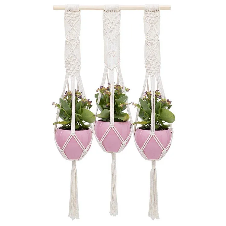

Indoor Macrame Pot Cotton Plant Hanger For Home Garden Decoration,Macram Plant Hanger Manufacturer, Customized