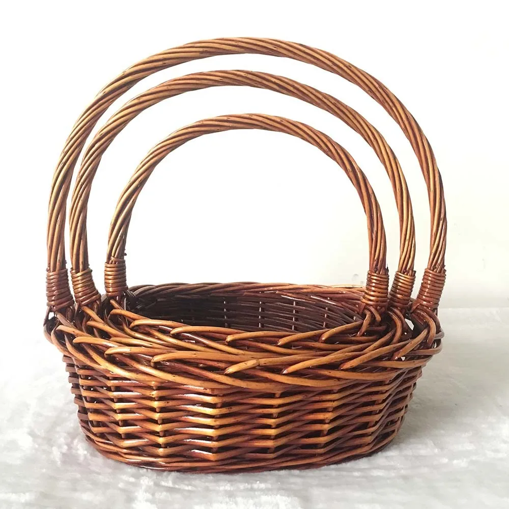Brown Color Cheap Wicker Gift Basket With Handle Buy Wicker Basket
