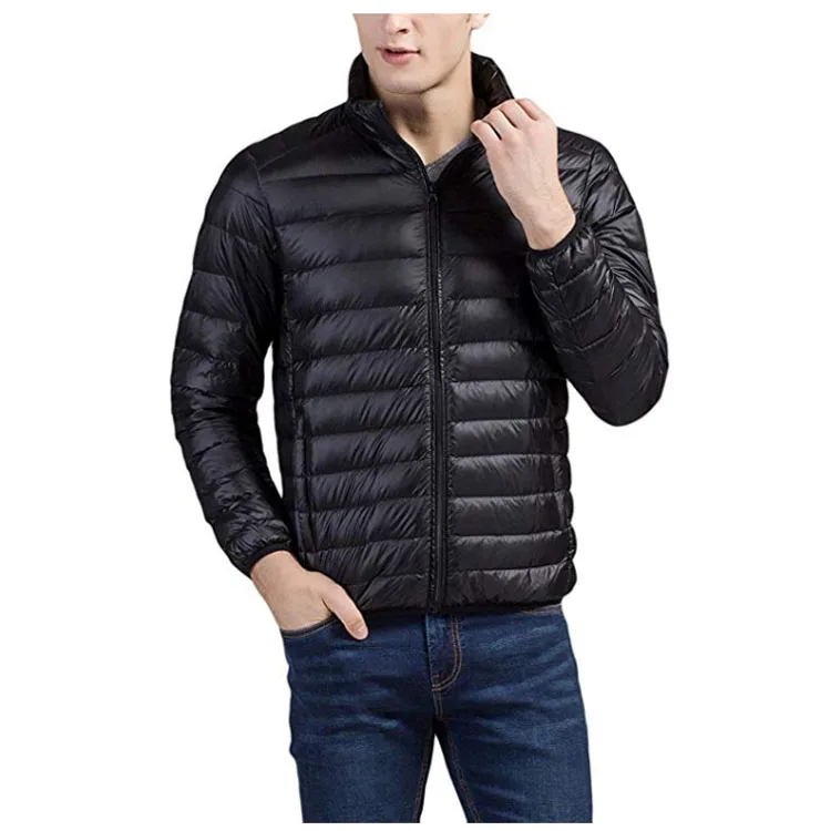 Winter wear warm waterproof packable windbreaker ultra light padded mens down jacket