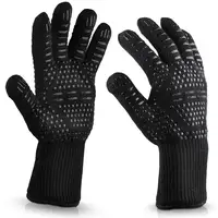 

Aramid fiber Plus non-slip silicone BBQ Cooking Glove 932F Extreme Heat Resistant Black bbq gloves oem