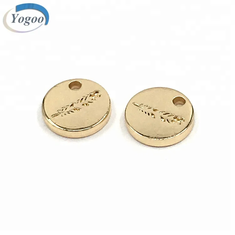 

Hot Selling Round Engraved Custom Logo Metal Jewelry Tag for Bracelet, Light gold
