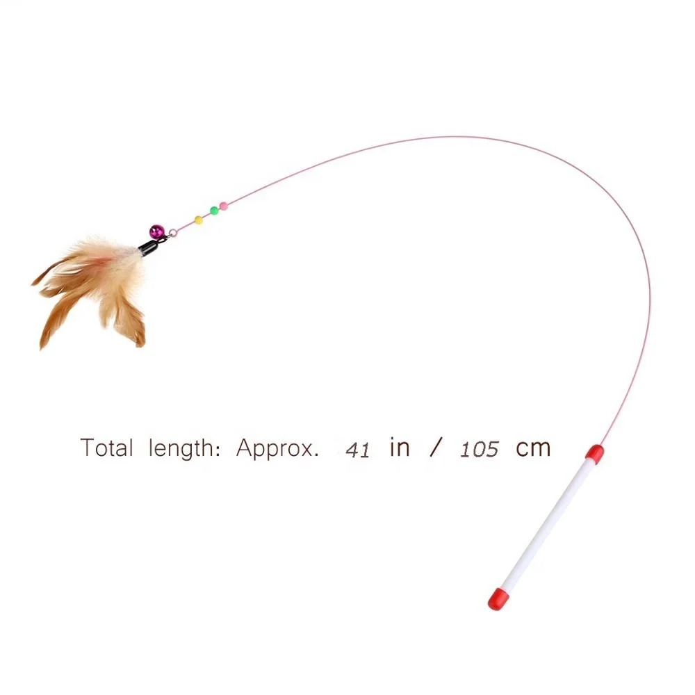 
Teaser Wire Wand With Bell Beads for Cat Exercise Play Toy Cat Exercise Toy 