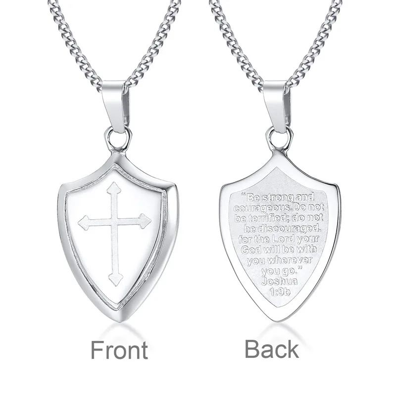 

New fashion bible verse cross shield of faith pendant necklace, As picture shows